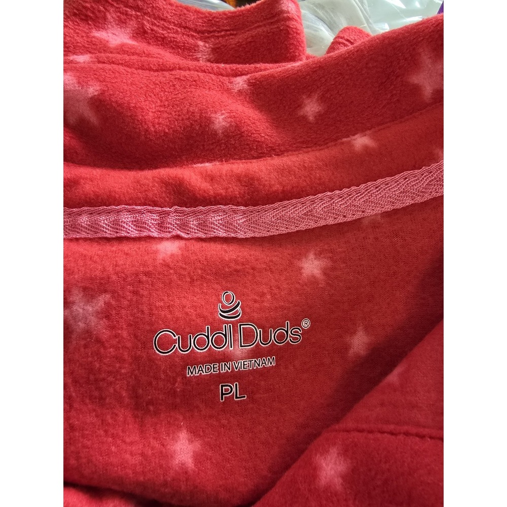 Cuddl Duds Petite Fleecewear Star Fleece Button Front Pajama Set PL Pockets - Picture 7 of 14